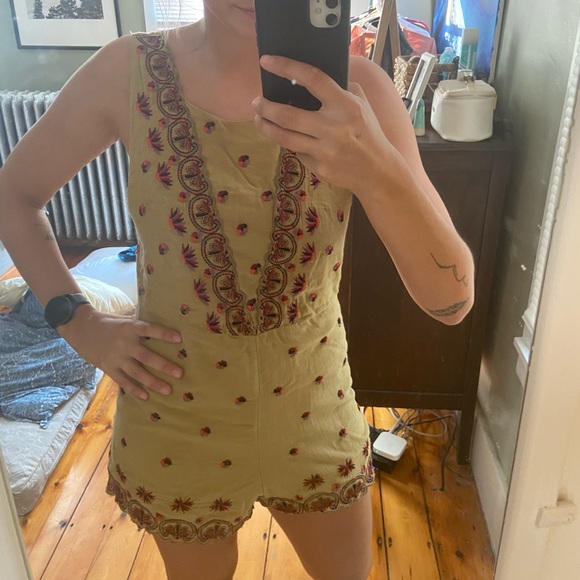 Free People Pants - Free people mustard romper